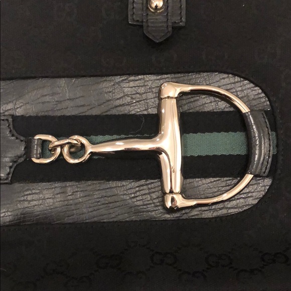 SOLD! Auth Gucci Black Hasler horsebit tote - Picture 2 of 10